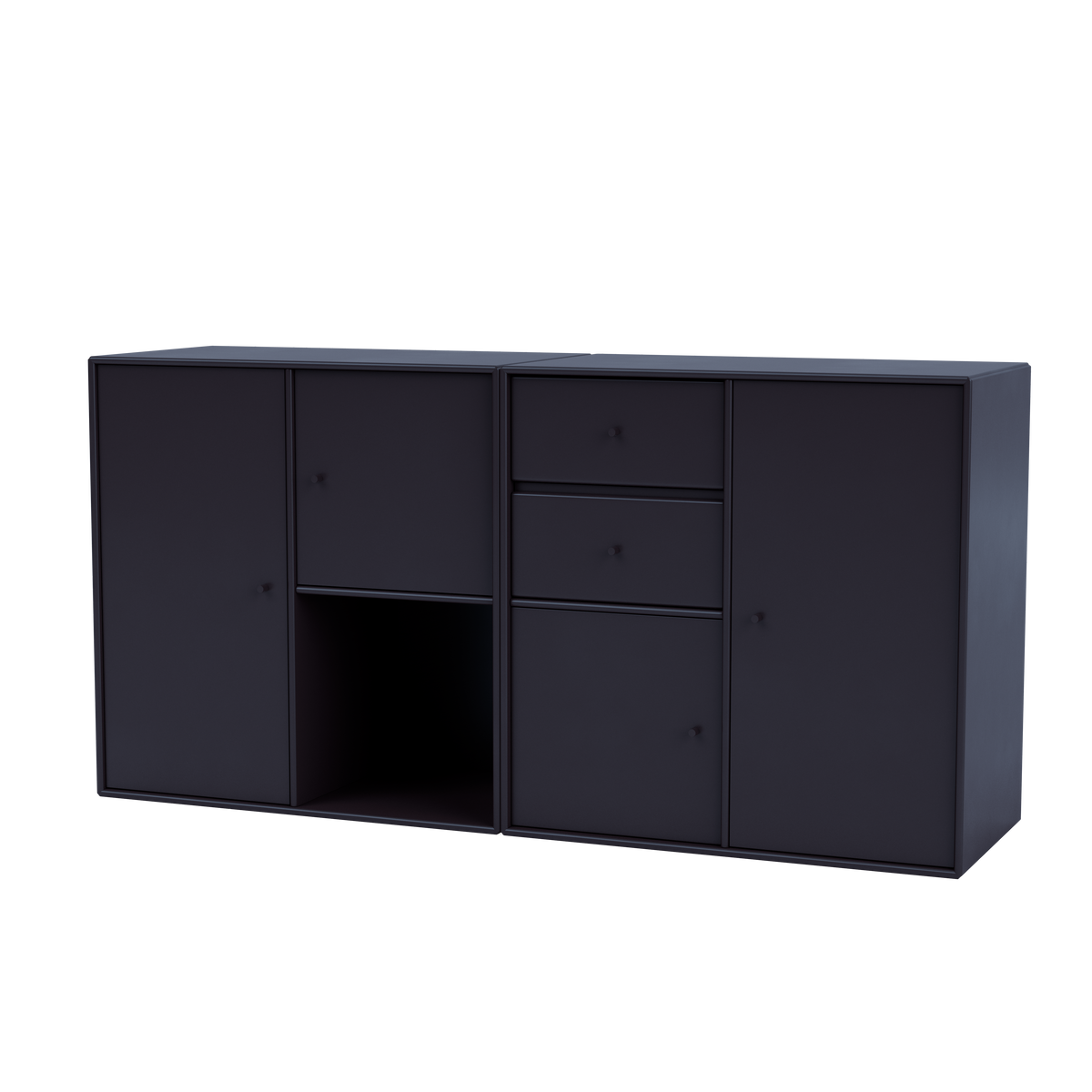 Buffet Couple par Peter J. Lassen, laque 147 Shadow, suspendu au mur, packshot Montana