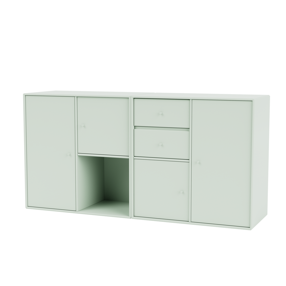 Buffet Couple par Peter J. Lassen, laque 161 Mist, suspendu au mur, packshot Montana