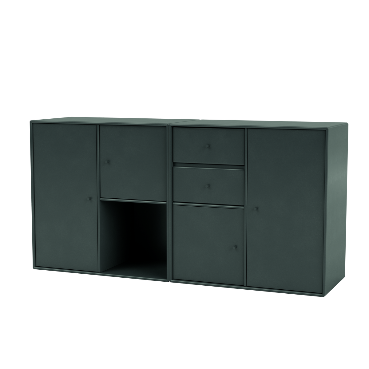 Buffet Couple par Peter J. Lassen, laque 163 Black Jade, suspendu au mur, packshot Montana