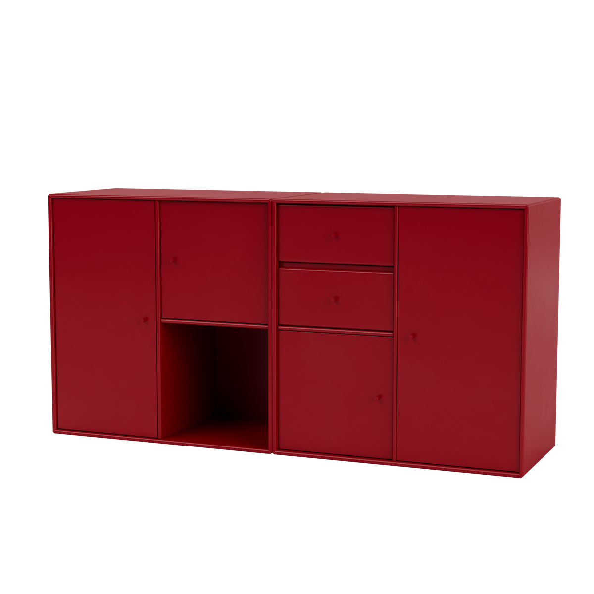 Buffet Couple par Peter J. Lassen, laque 165 Beetroot, suspendu au mur, packshot Montana