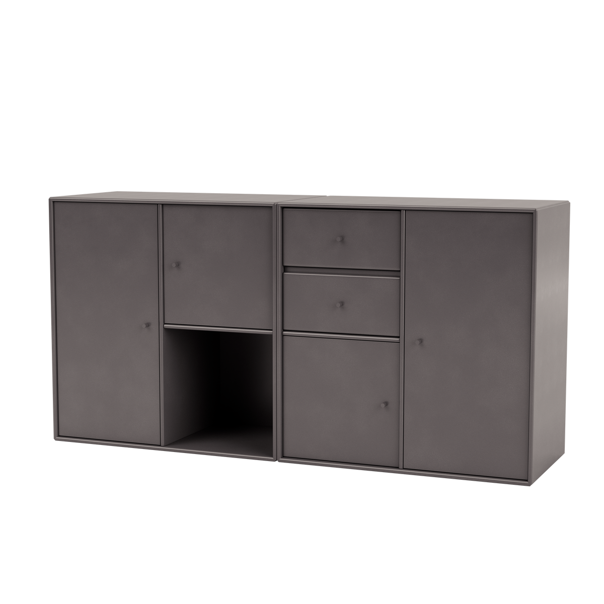 Buffet Couple par Peter J. Lassen, laque 35 Coffee, suspendu au mur, packshot Montana