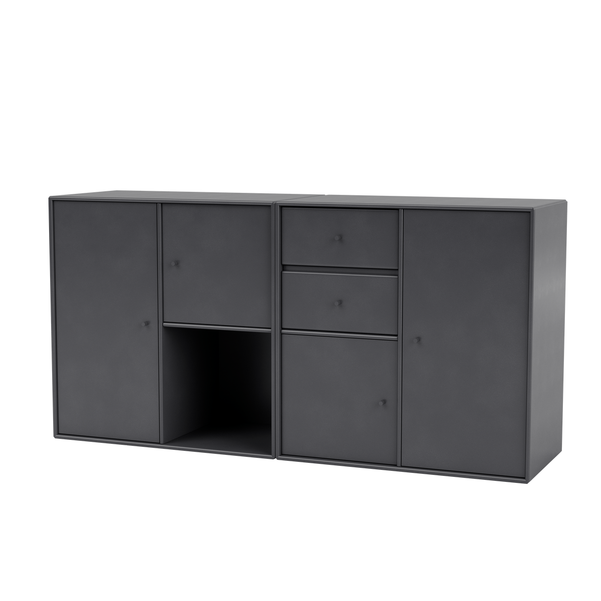 Buffet Couple par Peter J. Lassen, laque 36 Coal, suspendu au mur, packshot Montana
