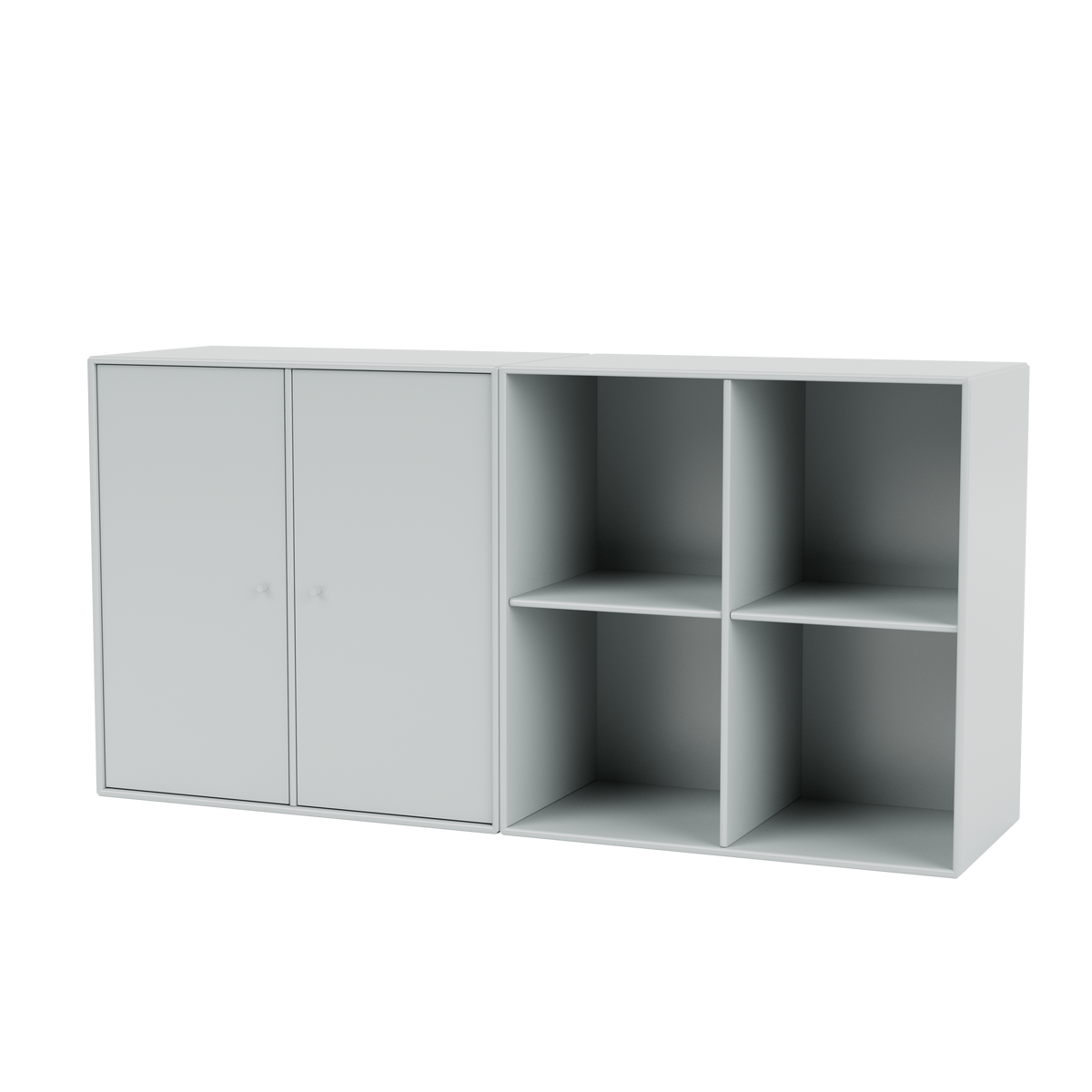 Buffet Pair par Peter J. Lassen, laque 156 Oyster, suspendu au mur, packshot Montana