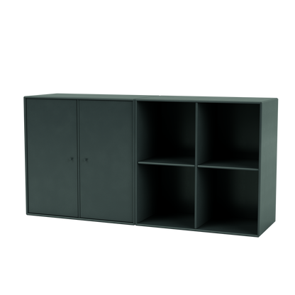 Buffet Pair par Peter J. Lassen, laque 163 Black Jade, suspendu au mur, packshot Montana