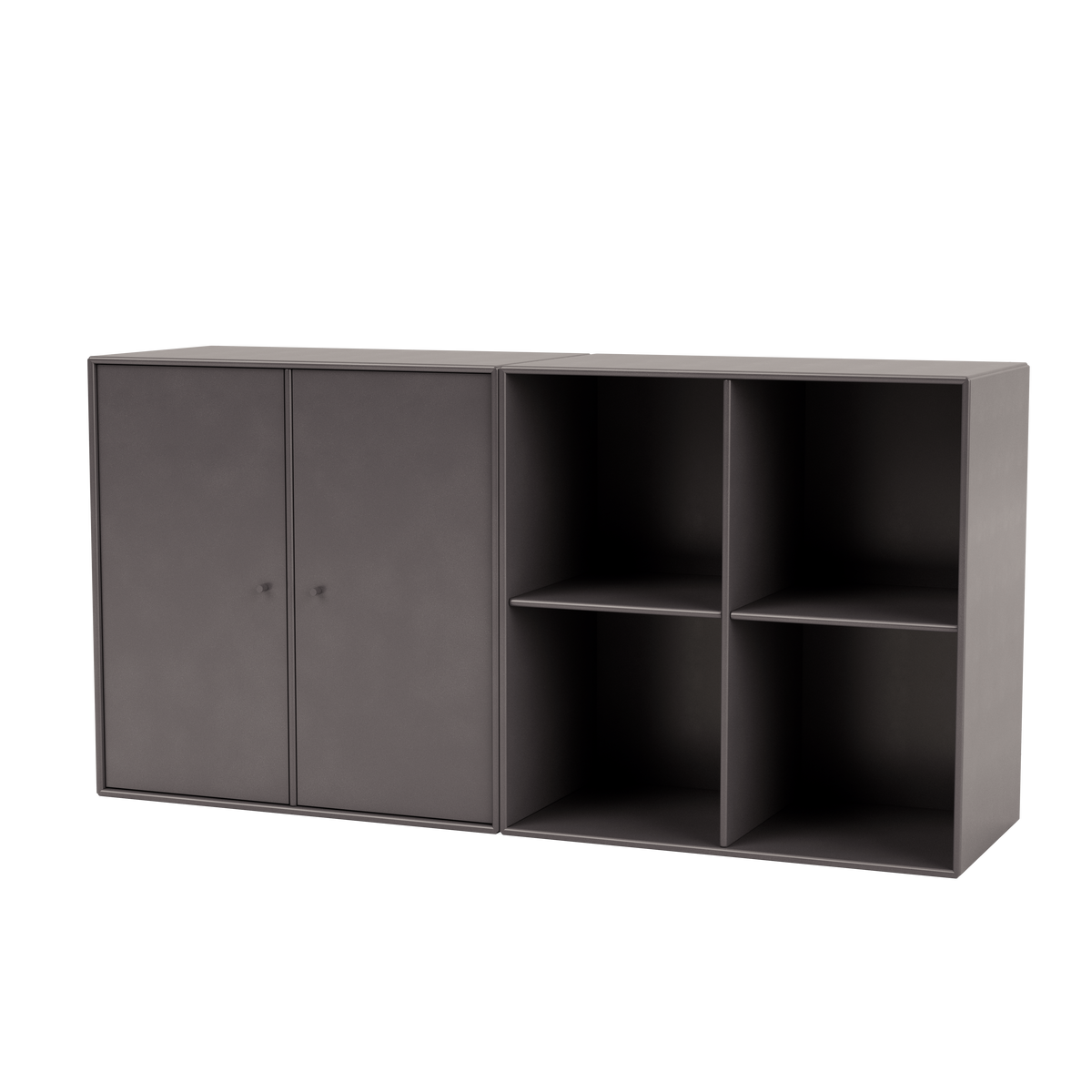 Buffet Pair par Peter J. Lassen, laque 35 Coffee, suspendu au mur, packshot Montana
