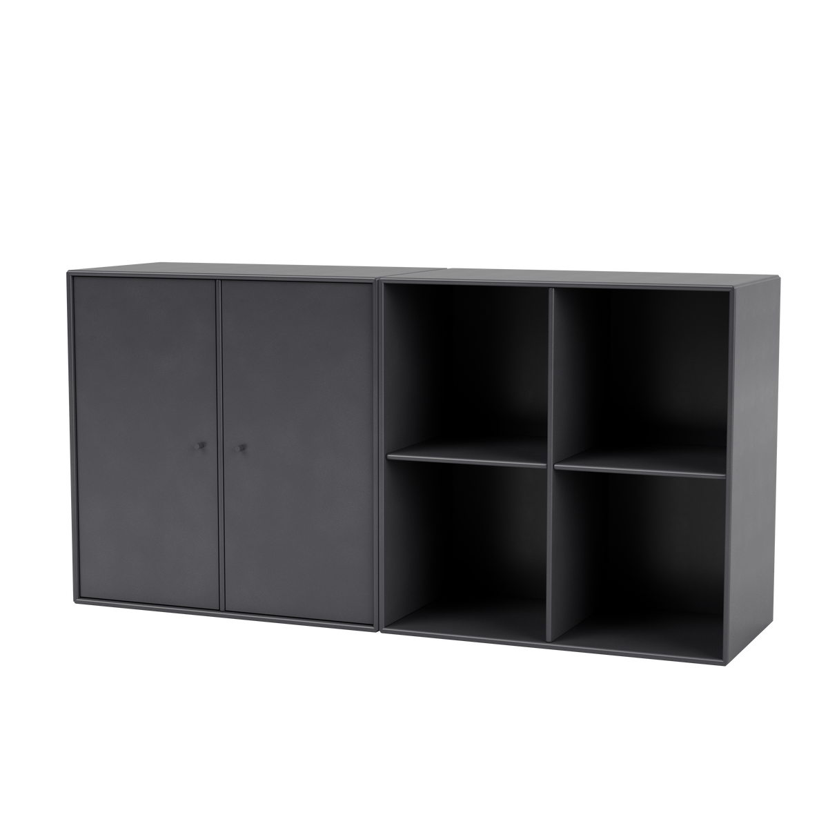 Buffet Pair par Peter J. Lassen, laque 36 Coal, suspendu au mur, packshot Montana