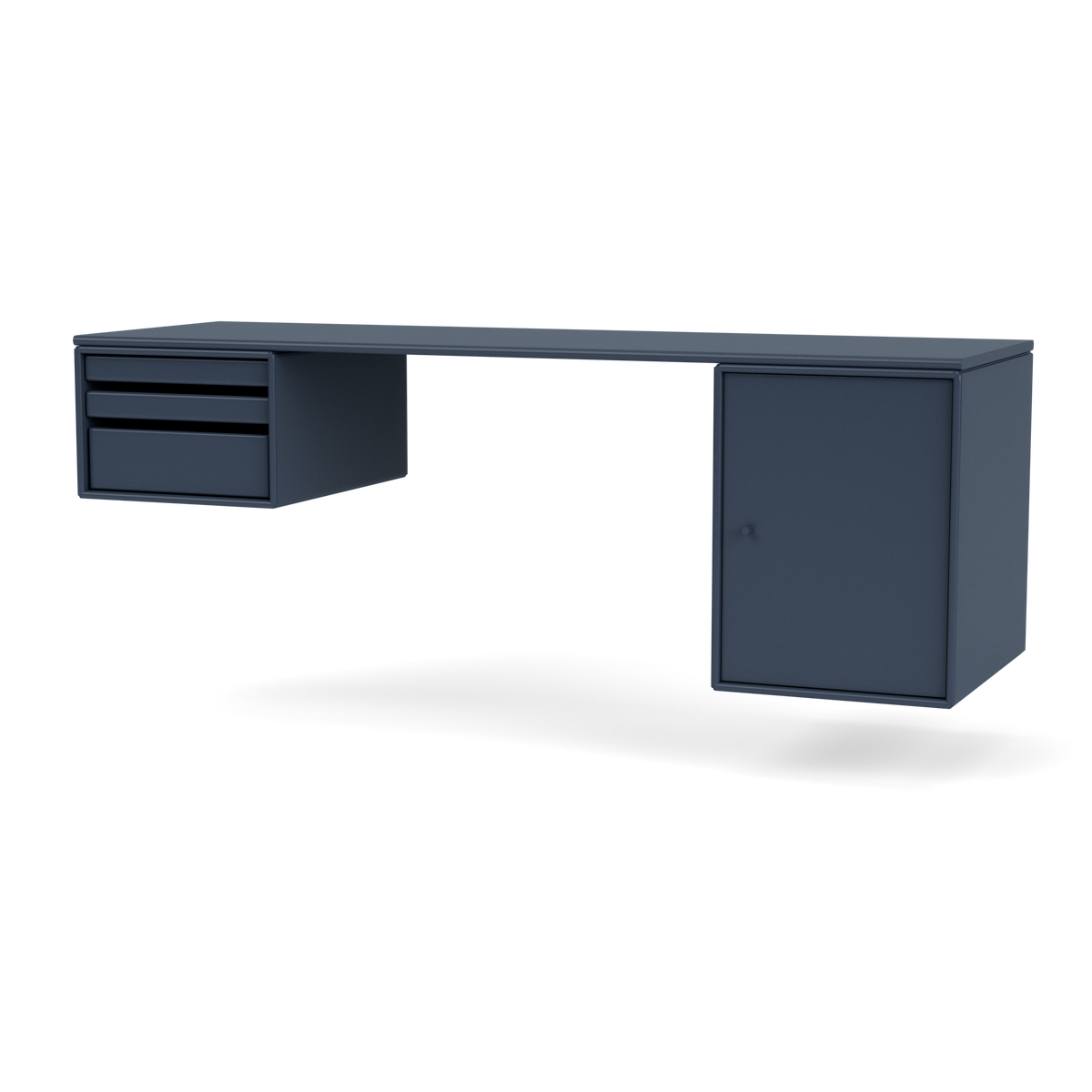 Bureau Oblong Workshop par Peter J. Lassen, laque 138 Juniper, suspendu au mur, packshot Montana