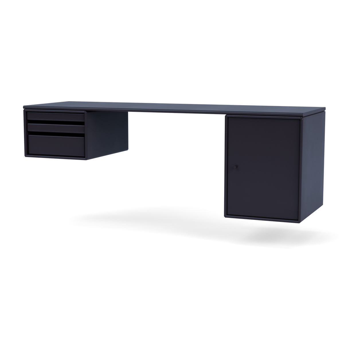 Bureau Oblong Workshop par Peter J. Lassen, laque 147 Shadow, suspendu au mur, packshot Montana