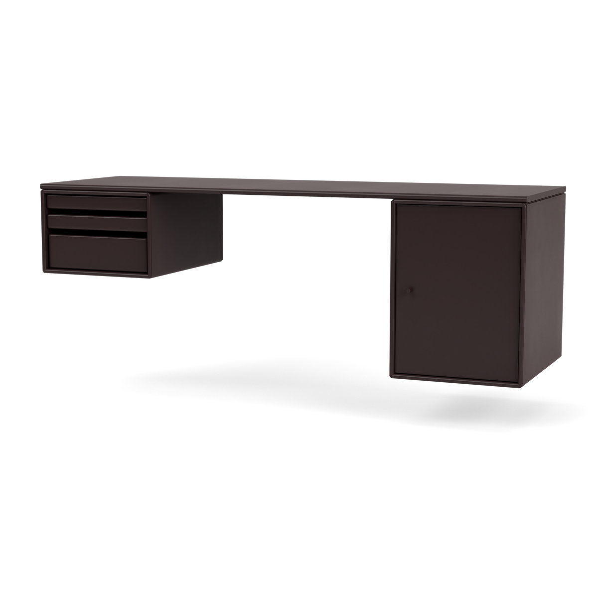 Bureau Oblong Workshop par Peter J. Lassen, laque 160 Balsamic, suspendu au mur, packshot Montana