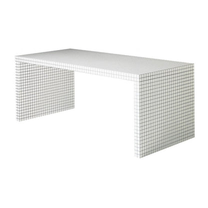 Bureau Quaderna 2830 de Superstudio - L 180 cm - Zanotta-plateau et piètement carrelés, de trois quarts-The Woods Gallery