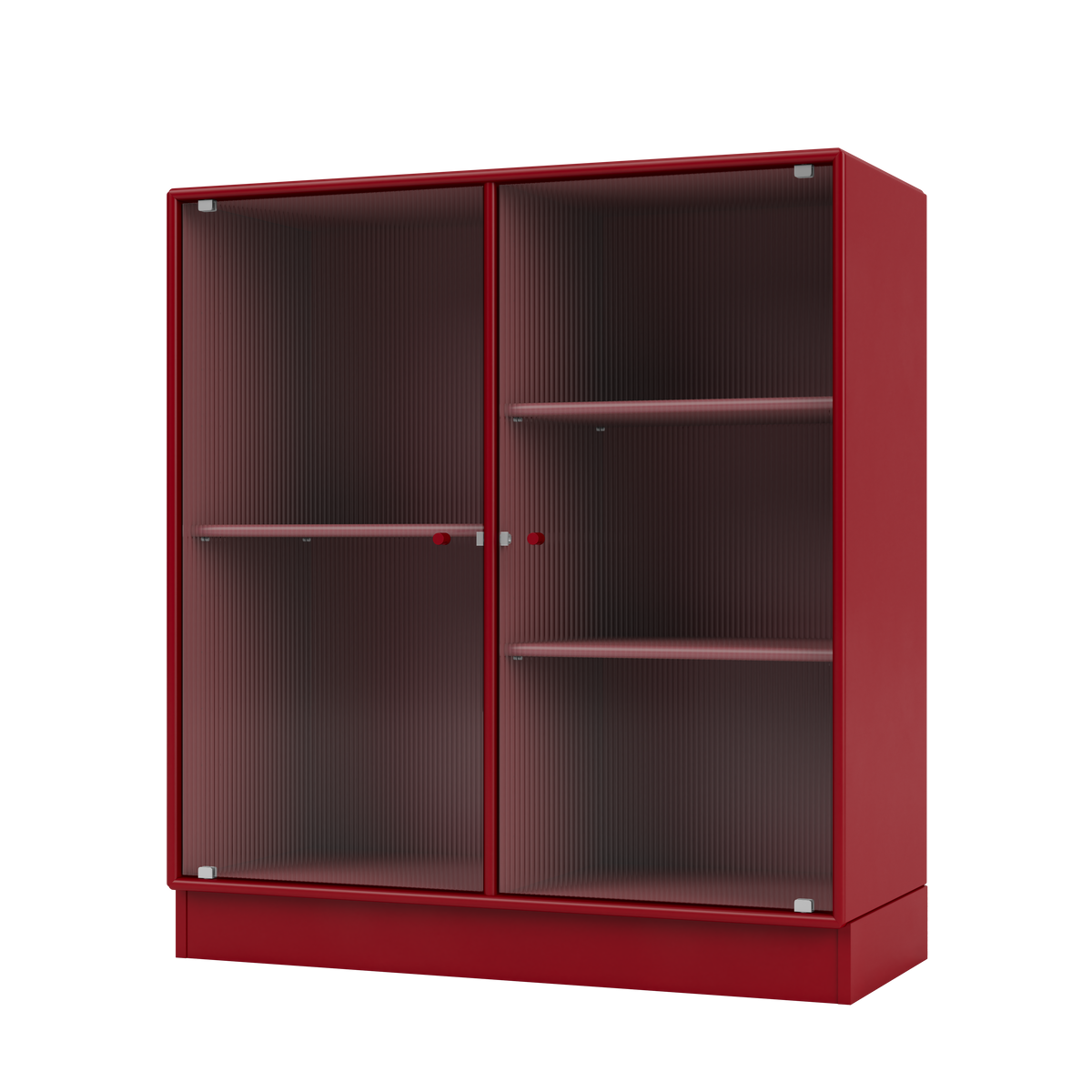 Cabinet Ripple II par Peter J. Lassen, laque 165 Beetroot, sur socle de 7 cm, packshot Montana