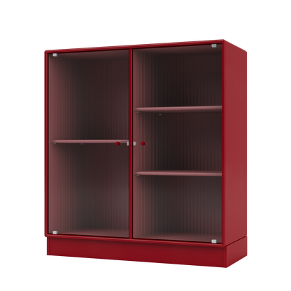 Cabinet Ripple II par Peter J. Lassen, laque 165 Beetroot, sur socle de 7 cm, packshot Montana