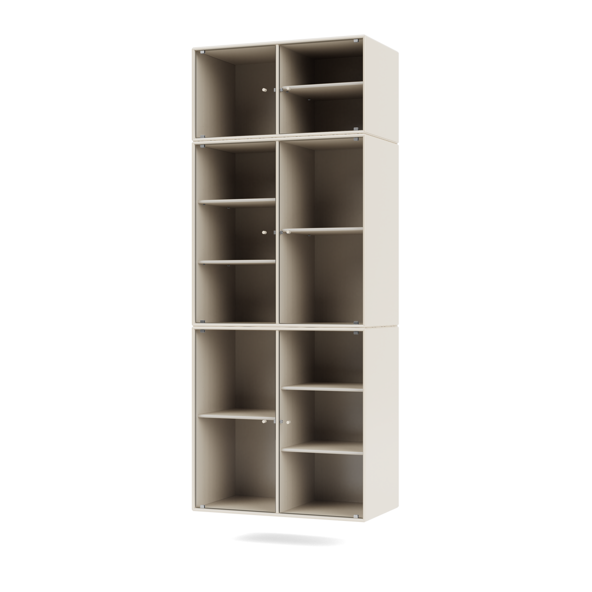 Cabinet Ripple IV par Peter J. Lassen, laque 158 Oat, suspendu au mur, packshot Montana