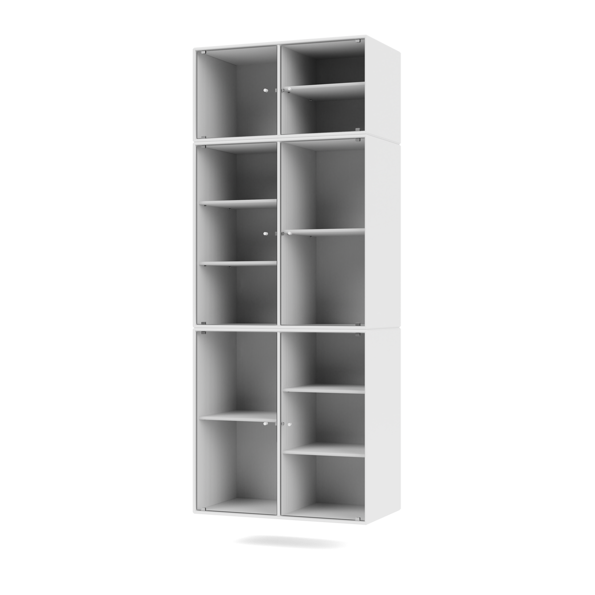 Cabinet Ripple IV par Peter J. Lassen, laque 38 Snow, suspendu au mur, packshot Montana