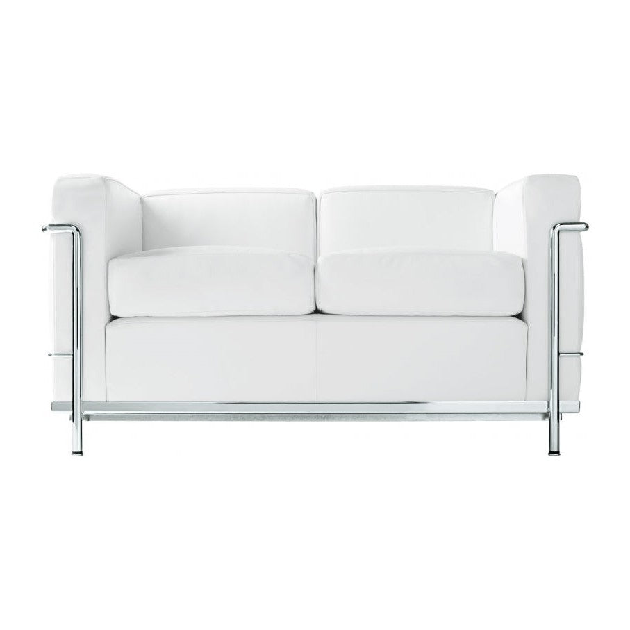 Canapé "2" Grand Confort - en cuir, petit modèle, deux places - Cassina-Structure Finition Chromée-Cuir Blanc cassé-The Woods Gallery