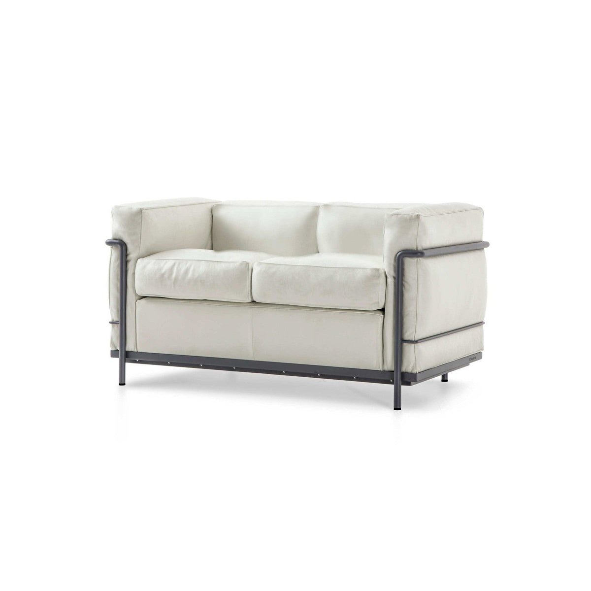 Canapé "2" Grand Confort - en cuir, petit modèle, deux places - Cassina-vue de trois quarts, cuir blanc-Cassina