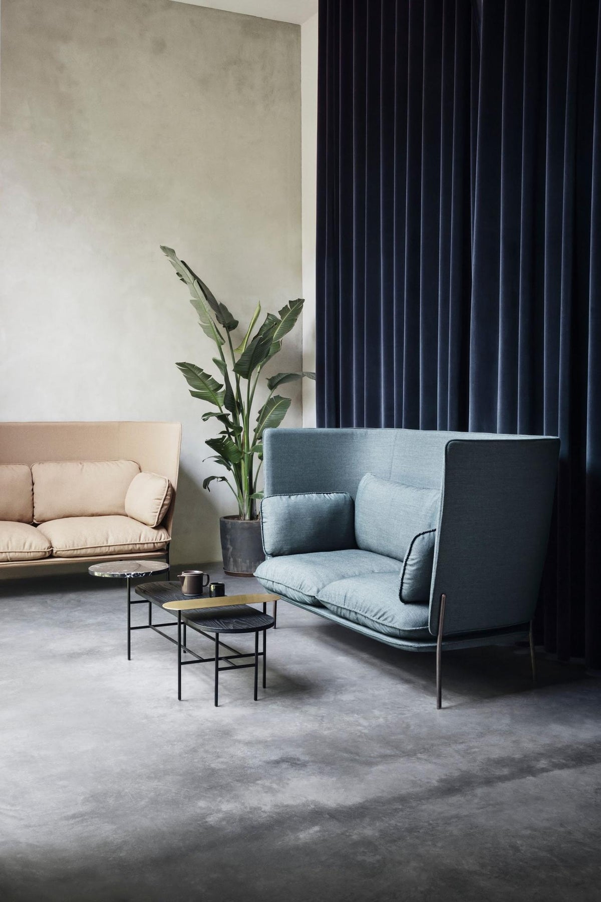Canapé 3 places Cloud LN7 dossier haut de Luca Nichetto - &amp;Tradition-Chrome-Tissu groupe 1-The Woods Gallery