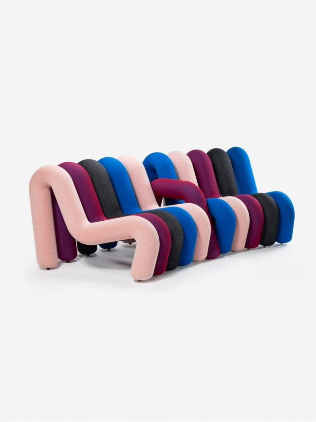 Canapé Extra Bold de Big Game - Moustache-Séquence bleu rose-2 places - 8 tubes (L: 148 cm P: 99 cm H: 71 cm)-The Woods Gallery