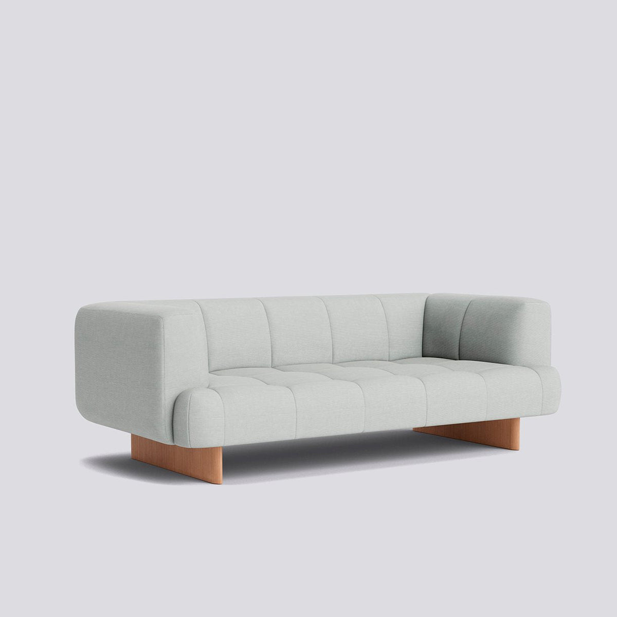Canapé Quilton Lift 2 places L 214 cm - Hay-Tissu Gris pale Navelo 113 - Placage pieds chêne laqué à l&