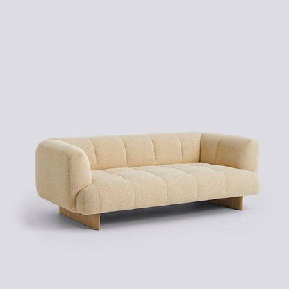 Canapé Quilton Lift 2 places L 214 cm - Hay-Tissu Ocre pale Tartaglia Ocre white 857 - Placage pieds chêne laqué à l&