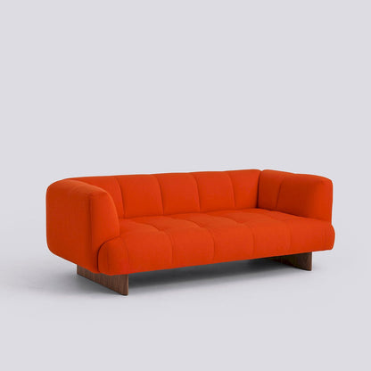 Canapé Quilton Lift 2 places L 214 cm - Hay-Tissu Rouge Vidar 542 - Placage pieds Noyer laqué à l&