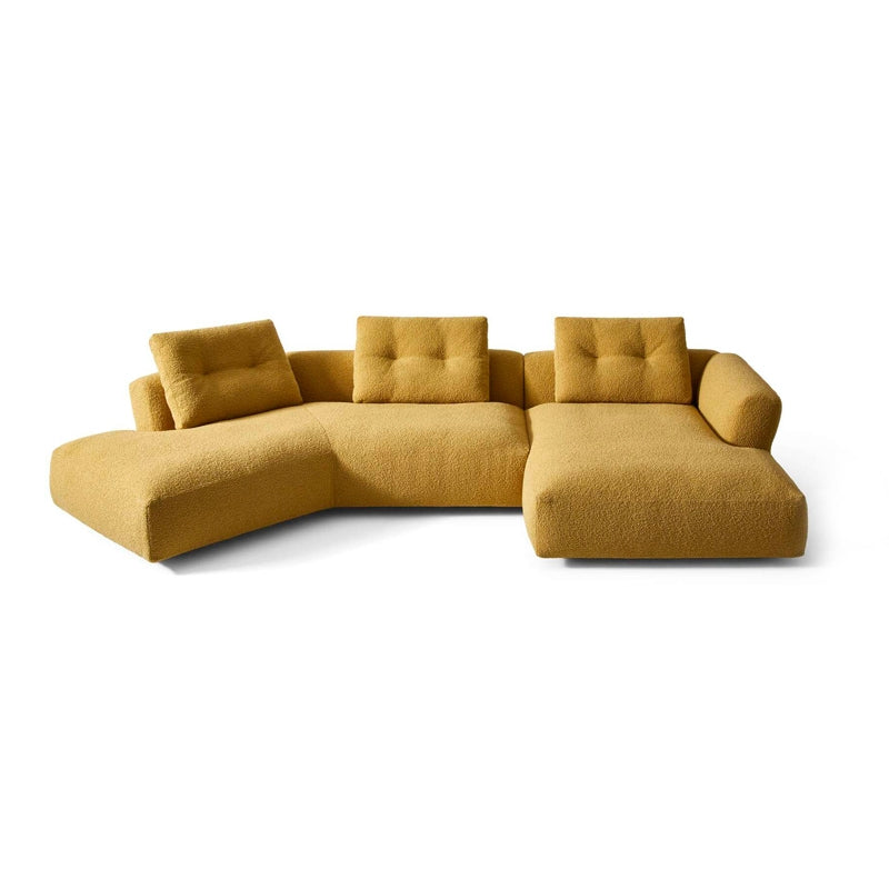 Canapé Sengu Bold de Patricia Urquiola - Cassina-vue de face, tissu bouclé jaune-Cassina