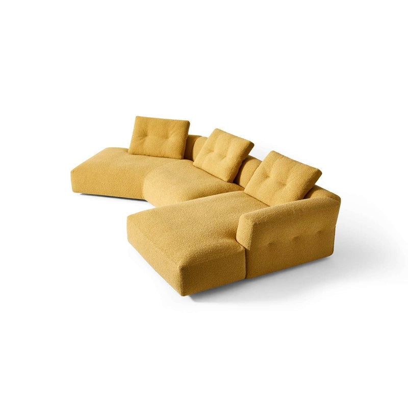 Canapé Sengu Bold de Patricia Urquiola - Cassina-vue de trois quarts en tissu jaune-Cassina