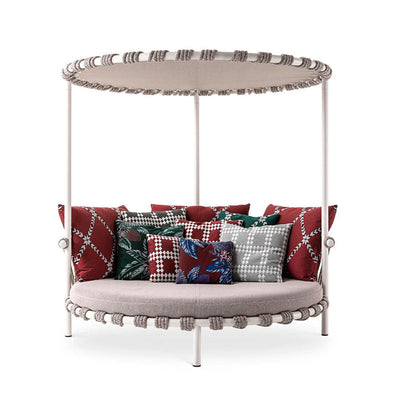 Canapé Trampoline Love Bed avec Canopée de Patricia Urquiola - Cassina-vue de face avec canopée et coussins-Cassina