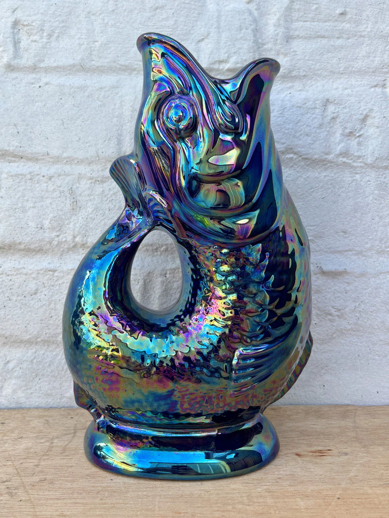 Carafe Gluggle Poisson XL par Thomas Forester & Son - Wade Ceramics-Cobalt Lustre-The Woods Gallery