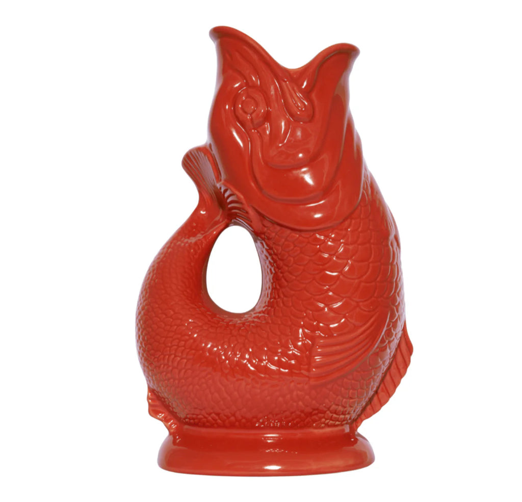 Carafe Gluggle Poisson XL par Thomas Forester & Son - Wade Ceramics-Rouge-The Woods Gallery