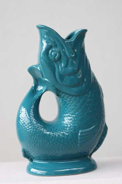 Carafe Gluggle Poisson XL par Thomas Forester &amp; Son - Wade Ceramics-Teal-The Woods Gallery