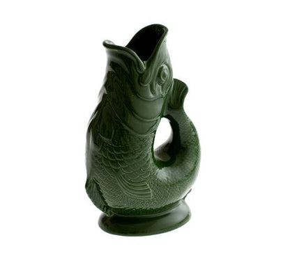 Carafe Gluggle Poisson XL par Thomas Forester &amp; Son - Wade Ceramics-Vert Foncé-The Woods Gallery