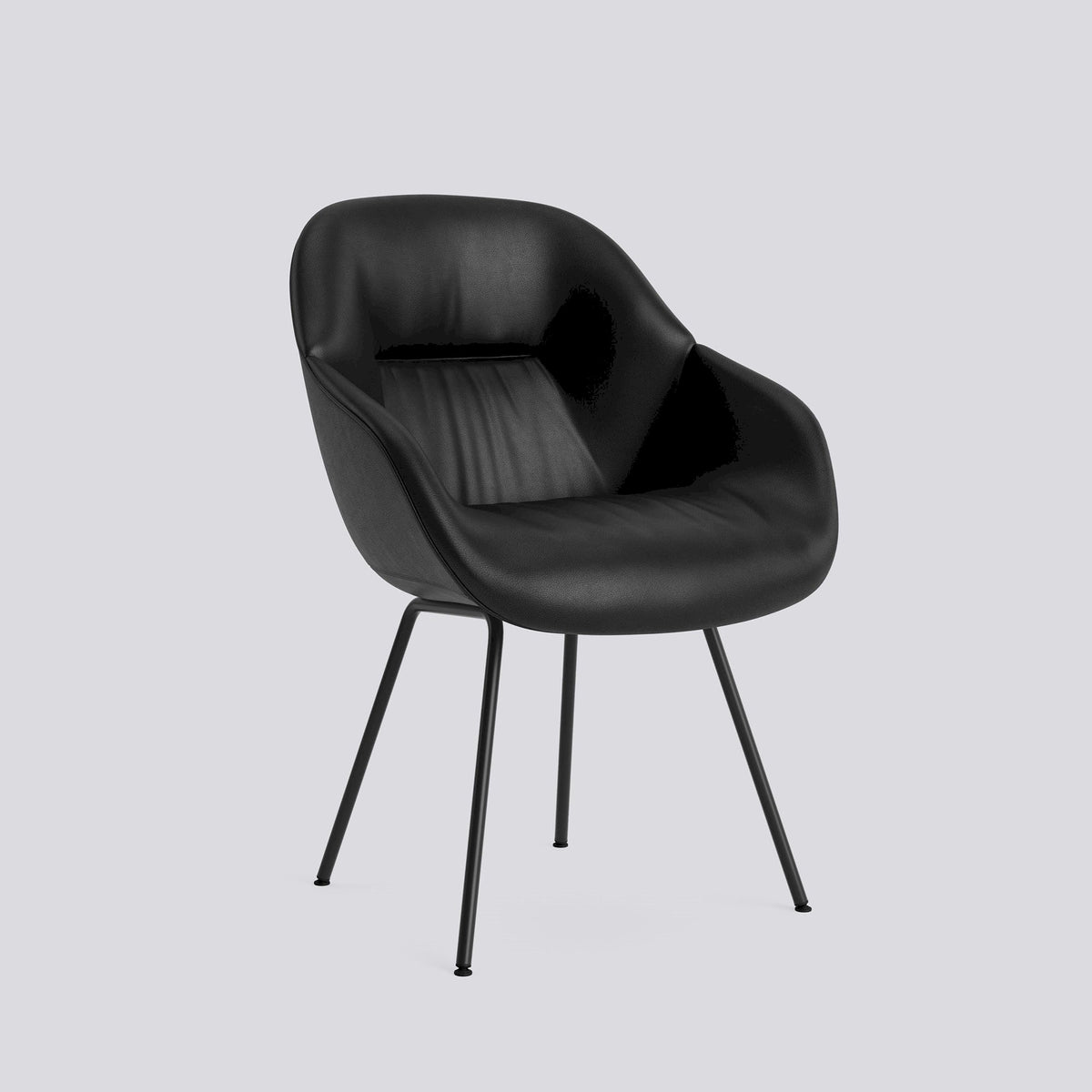Chaise About A Chair AAC 127 de Hee Welling - Hay-Garnissage intégral matelassé Sierra SI1001, acier thermolaqué noir, piètement 4 pieds-The Woods Gallery