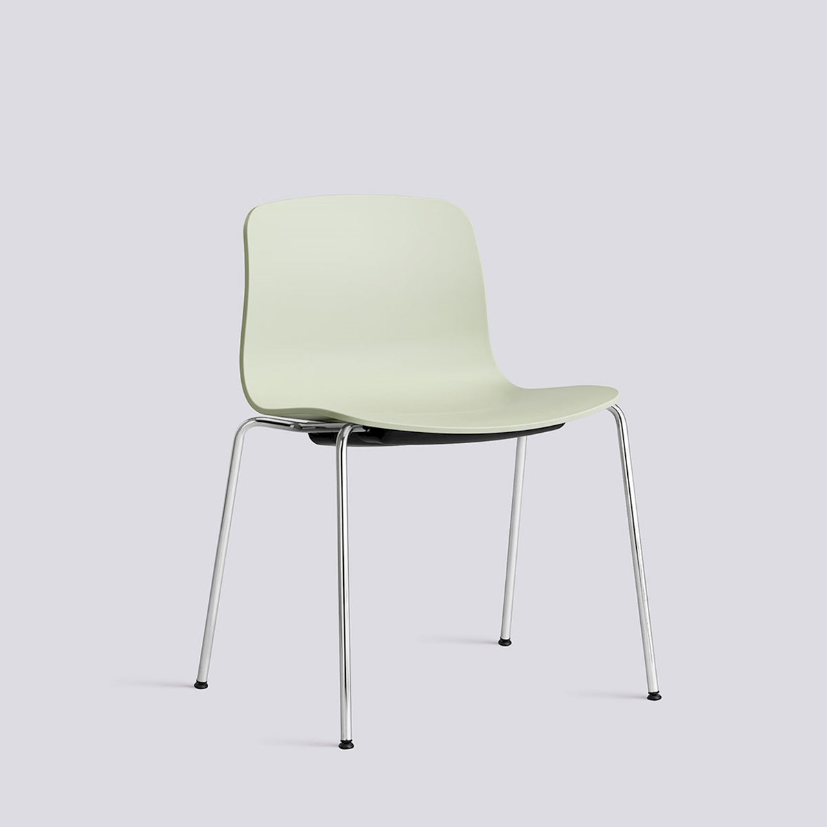 Chaise About A Chair AAC 16 de Hee Welling - Hay-Polypropylène recyclé Pastel green, acier chromé, piètement 4 pieds-The Woods Gallery