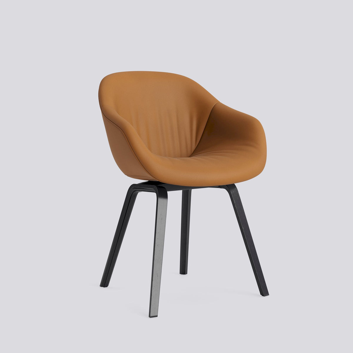 Chaise About A Chair AAC 223 de Hee Welling - Hay-Garnissage intégral matelassé Sense Cognac, placage de chêne laqué à l&