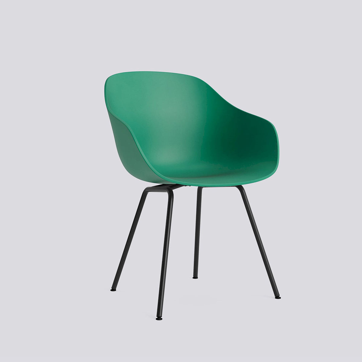 Chaise About A Chair AAC 226 de Hee Welling - Hay-Polypropylène recyclé Teal green, acier thermolaqué noir, piètement 4 pieds-The Woods Gallery