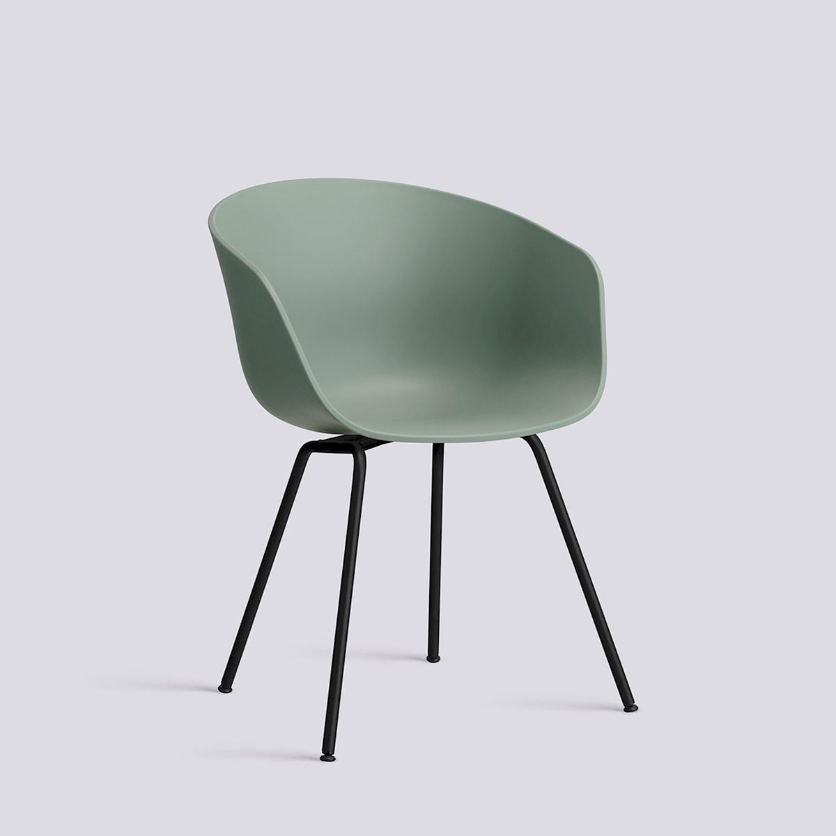 Chaise About A Chair AAC 26 de Hee Welling - Hay-Polypropylène recyclé Fall green, acier thermolaqué noir, piètement 4 pieds-The Woods Gallery