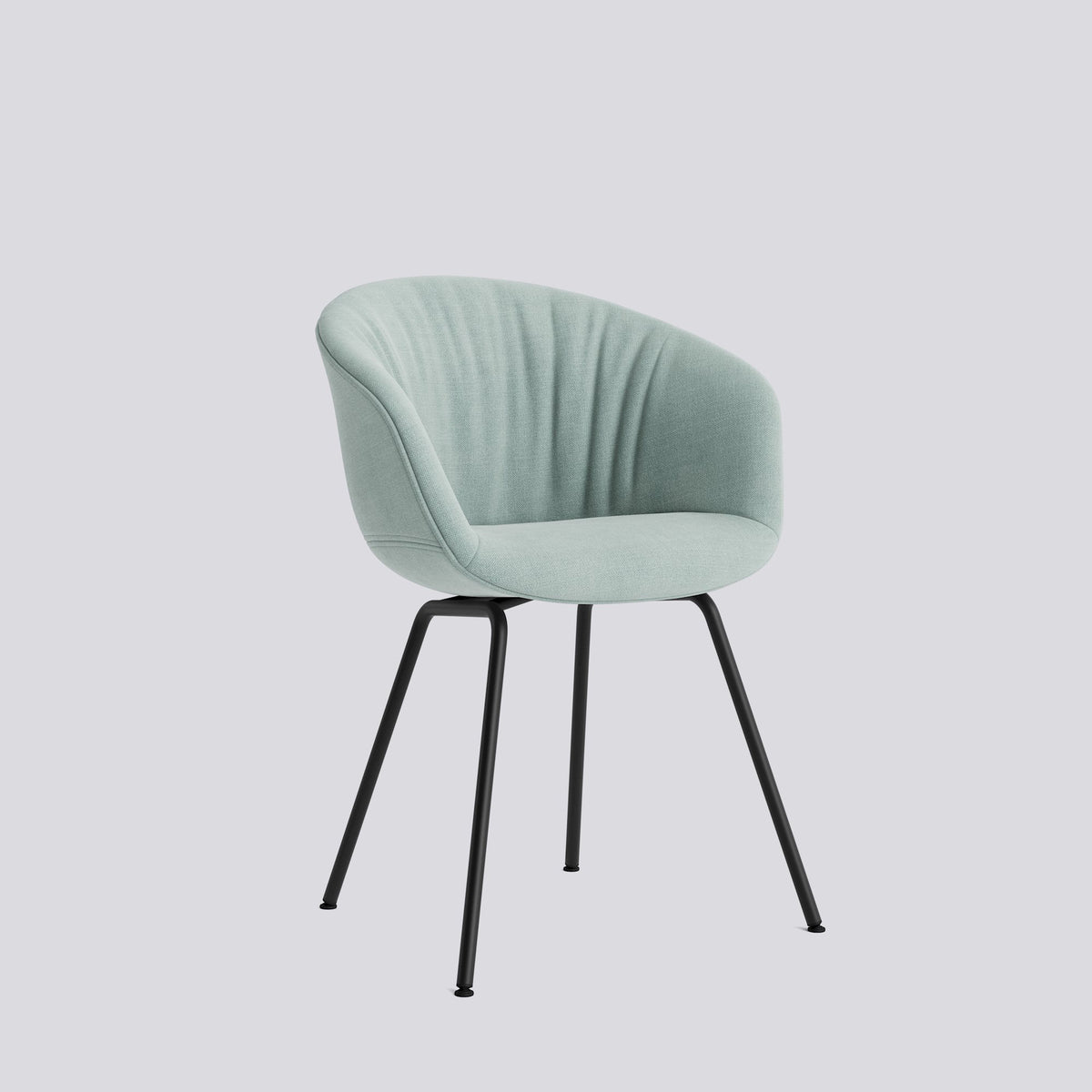 Chaise About A Chair AAC 27 de Hee Welling - Hay-Garnissage intégral matelassé Linara 499, acier thermolaqué noir, piètement 4 pieds-The Woods Gallery