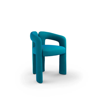 Chaise Dudet par Patricia Urquiola - Cassina-vue de trois quarts avant en tissu bleu canard-Cassina