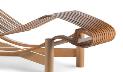 Chaise Longue Tokyo de Charlotte Perriand - Cassina-Bambou-Tapisserie Lipari Lin ivoire-The Woods Gallery