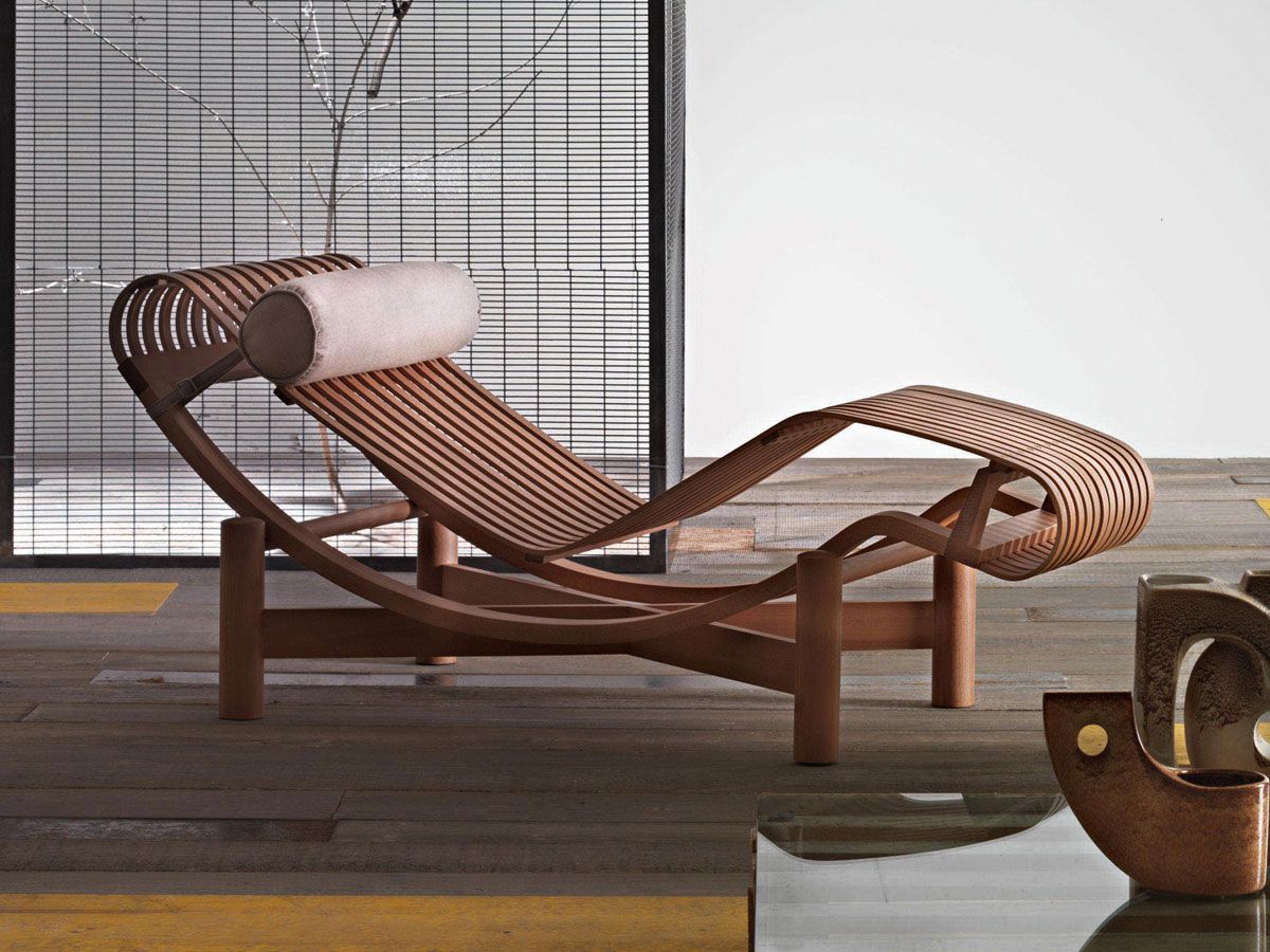 Chaise Longue Tokyo de Charlotte Perriand - Cassina-Bambou-Tapisserie Lipari Lin ivoire-The Woods Gallery