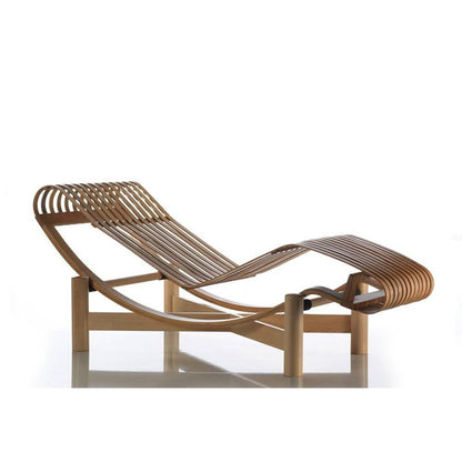 Chaise Longue Tokyo de Charlotte Perriand - Cassina-Teck-Tapisserie Lipari Lin ivoire-The Woods Gallery