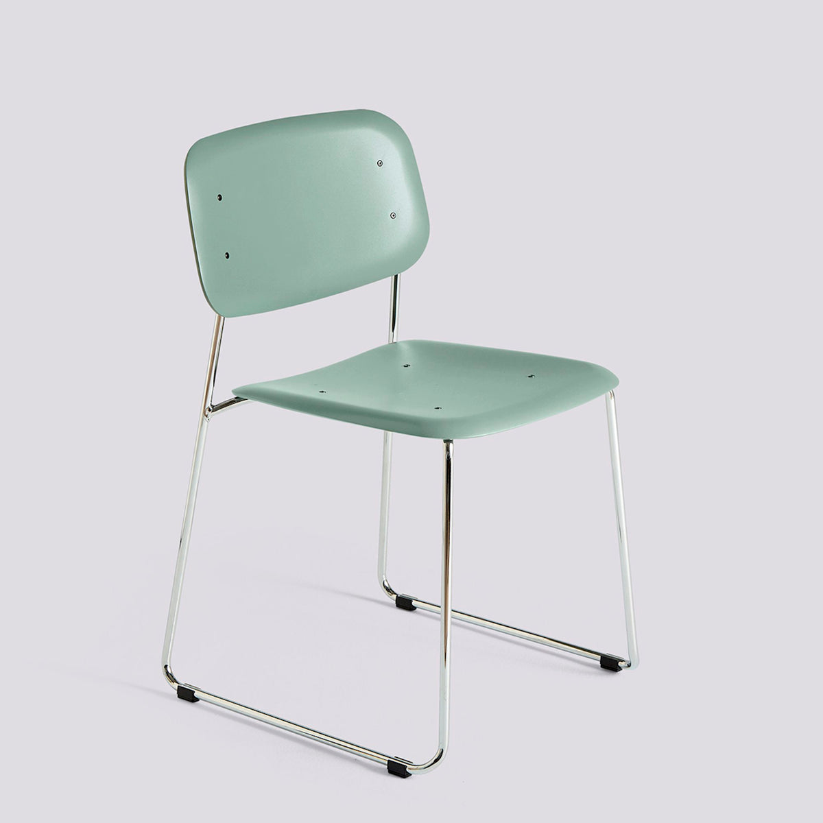 Chaise Soft Edge 55 de Iskos-Berlin - Hay-Polypropylène Dusty green, assise et dossier — Acier chromé, piètement luge-The Woods Gallery
