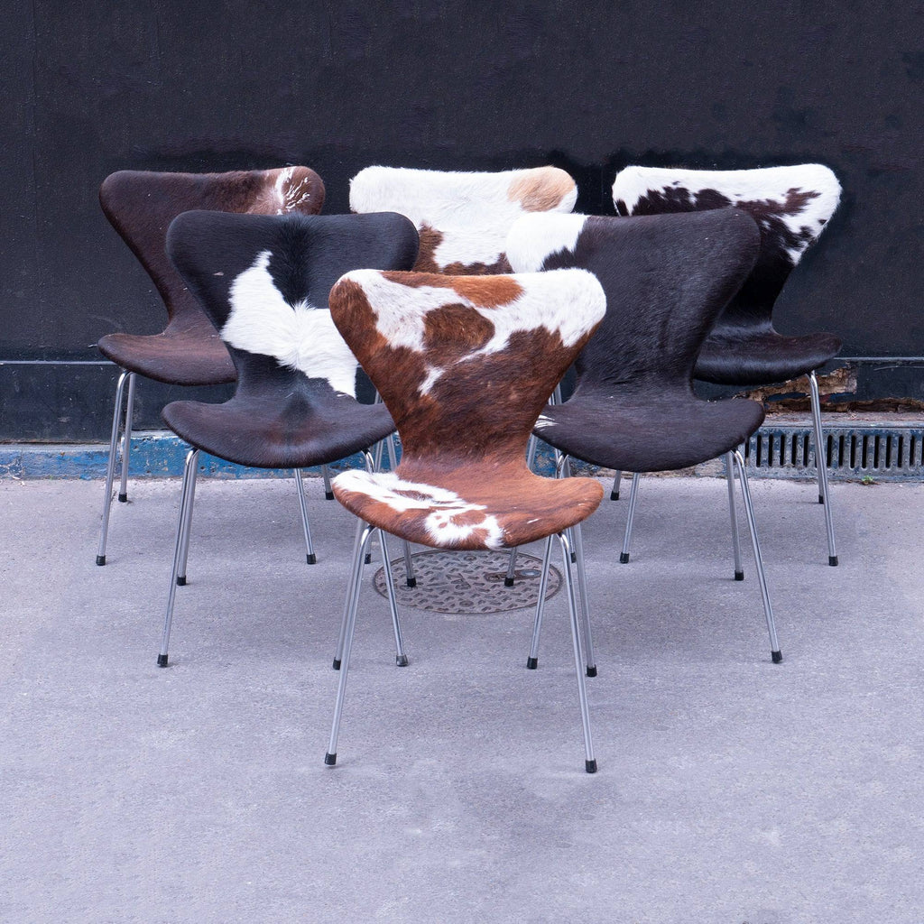 Chaise Vache retapissées Série 7 de Arne Jacobsen - Fritz Hansen - Vintage-Lot de 4 Chaises-The Woods Gallery