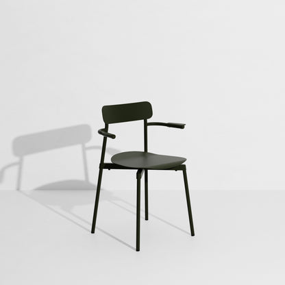 Chaise avec accoudoirs Fromme de Tom Chung - Petite Friture-Vert bouteille-The Woods Gallery