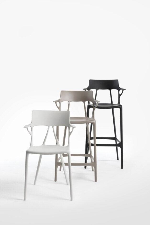 Chaise de bar A.I. stool recycled de Philippe Starck - lot de 2 - Kartell-Noir-H 99 cm X L 55 cm-The Woods Gallery