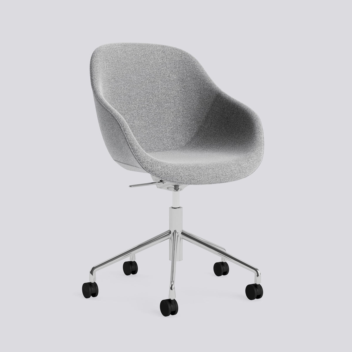Chaise de bureau About A Chair AAC 155 de Hee Welling - Hay-Garnissage intégral Hallingdal 130, aluminium poli, piètement pivotant 5 branches à roulettes, vérin et bascule-The Woods Gallery