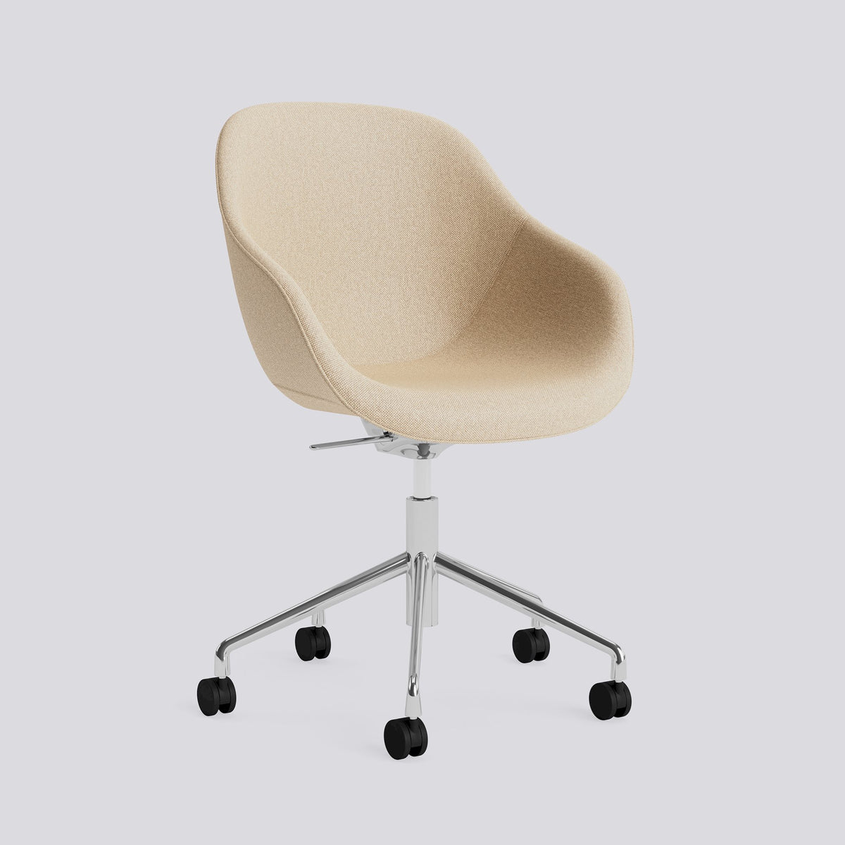 Chaise de bureau About A Chair AAC 155 de Hee Welling - Hay-Garnissage intégral Hallingdal 220, aluminium poli, piètement pivotant 5 branches à roulettes, vérin et bascule-The Woods Gallery