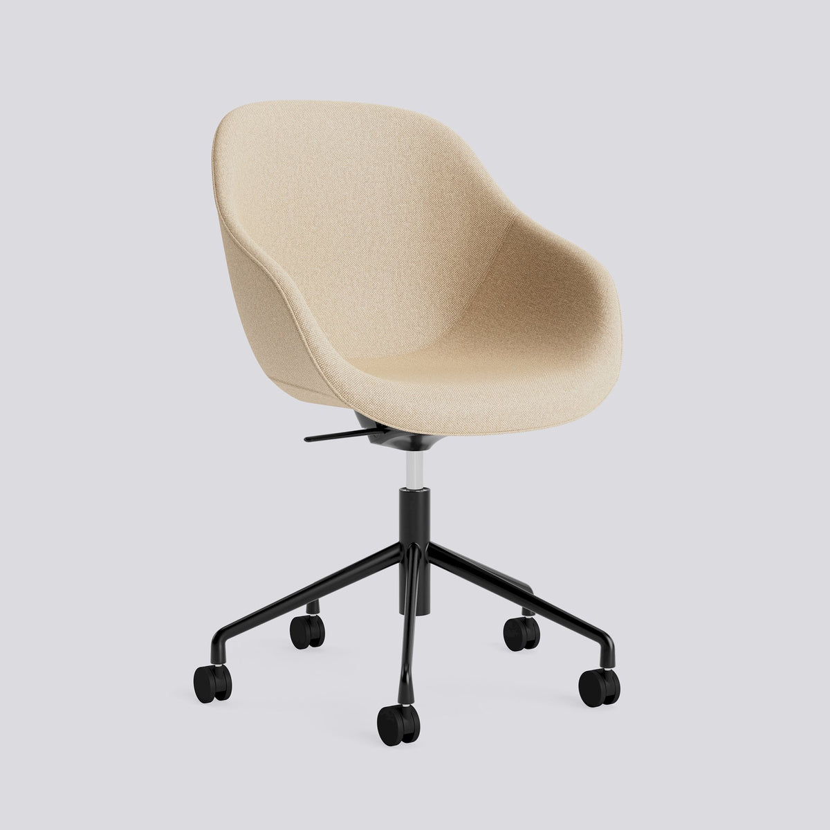 Chaise de bureau About A Chair AAC 155 de Hee Welling - Hay-Garnissage intégral Hallingdal 220, aluminium thermolaqué noir, piètement pivotant 5 branches à roulettes, vérin et bascule-The Woods Gallery