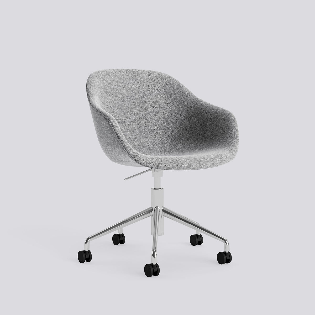 Chaise de bureau About A Chair AAC 253 de Hee Welling - Hay-Garnissage intégral Hallingdal 130, aluminium poli, piètement pivotant 5 branches à roulettes et vérin-The Woods Gallery